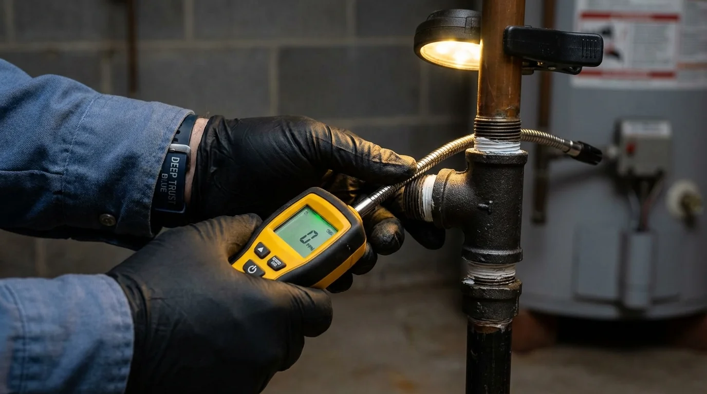 Gas leak detection with electronic sniffer by Johns Plumbing LLC in Constantia